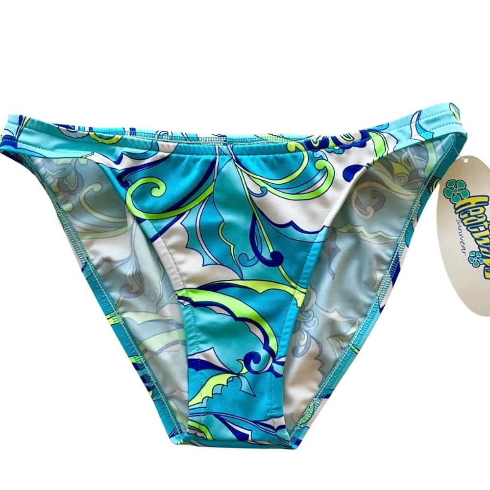 NWT Heatwave blue retro Pucci style print bikini bottom Size Medium